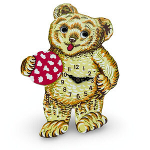 Vintage Teddy Bear Googly Eyes Wall Clock Mechanical‎ Movement Germany FOR PARTS